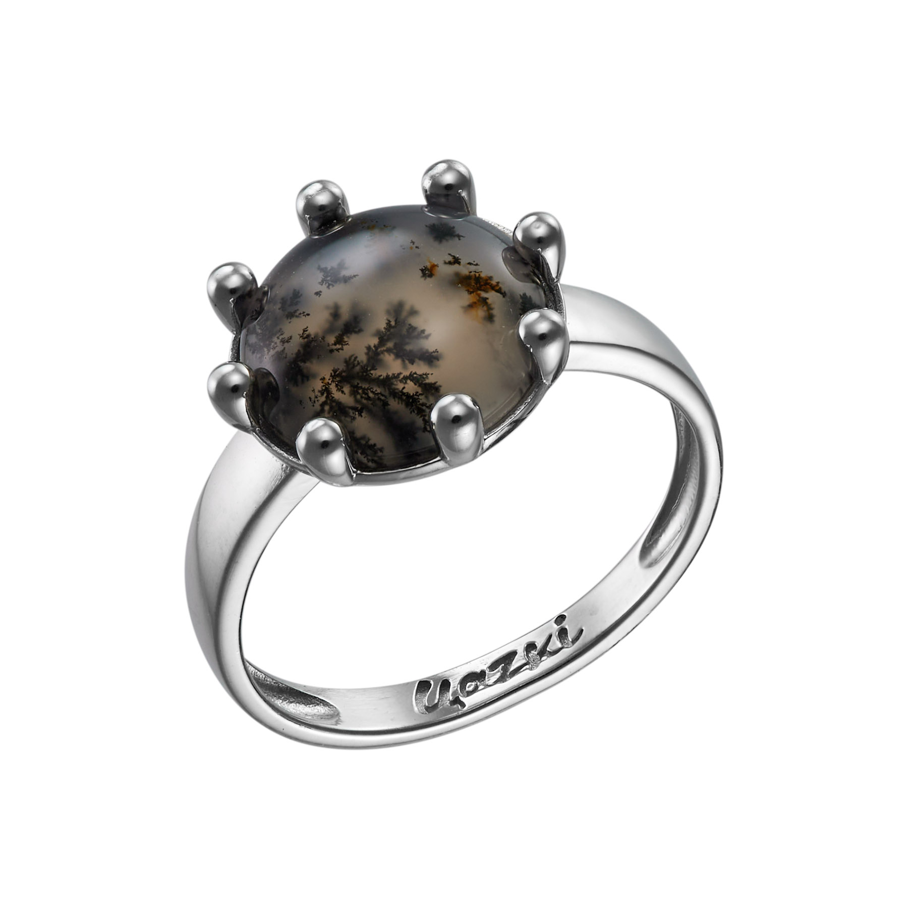 Кольцо Лесной туман с моховым агатом