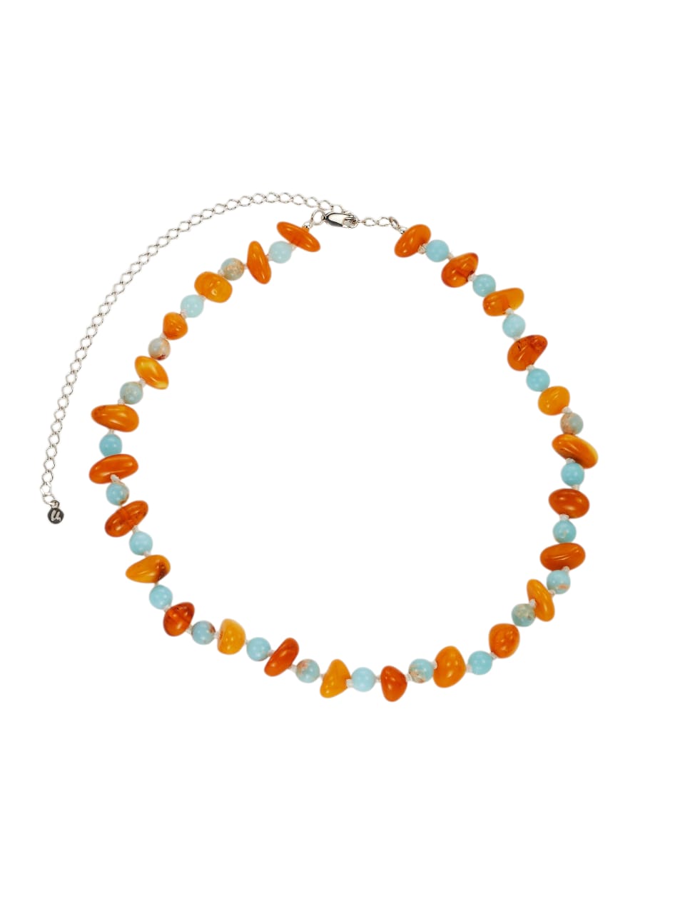 Колье с янтарем и варисцитом