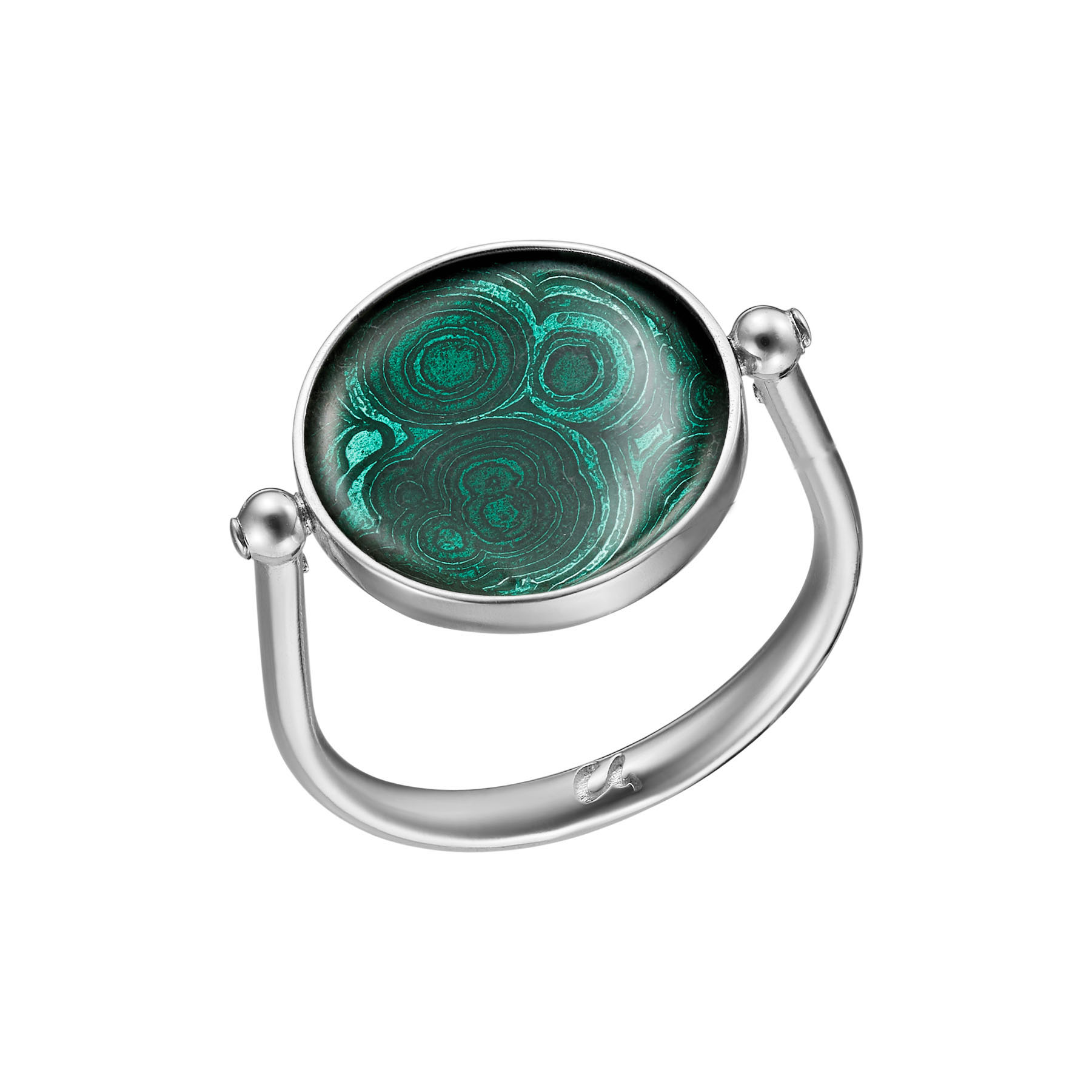 Кольцо Малахитовые истории с горячей эмалью